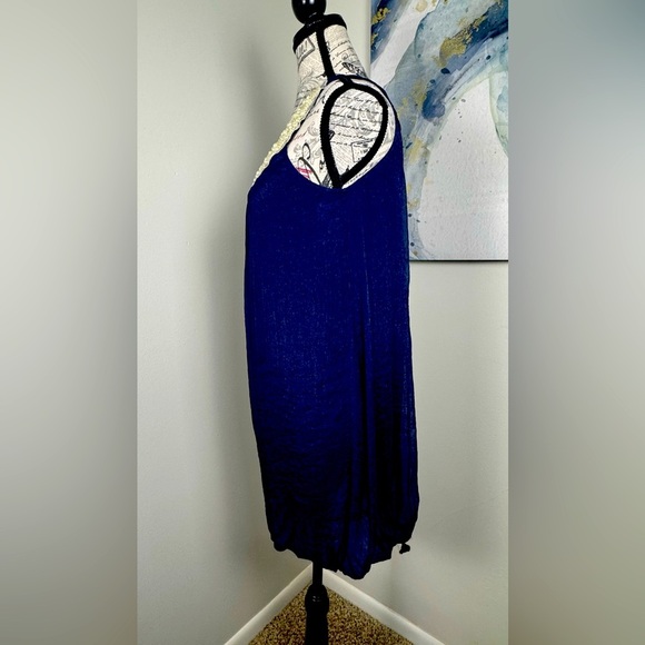 Tenki Elegant Navy Blue Sleeveless Dress White Beading Lined size S - Picture 8 of 11